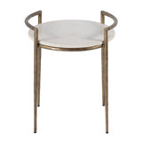 Madlyn 19 in. W Round Marble and Iron Side Table