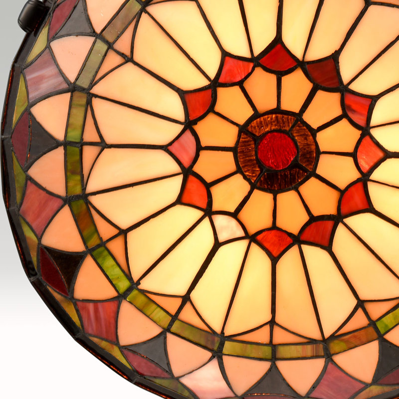 Aghancrossy 3-Light Tiffany Style Mission Semi Flush Mount Ceiling Light 15.7" Antique Art Colorful Glass