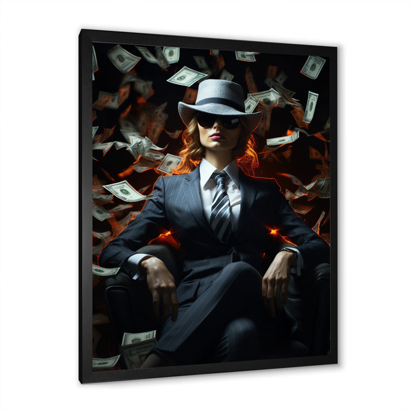 Billionaire Mindset Business Woman argent, H 32 po x l 24 po x P 1 po, Cadre simple noir
