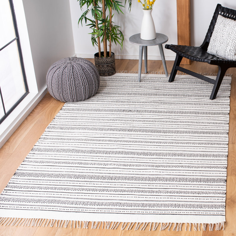Mehara Flat Weave Cotton Striped Rug, Rectangle 9' x 12'