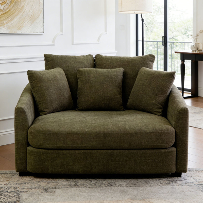 Méridienne rembourrée de 56,3 po de largeur avec coussins, Green
