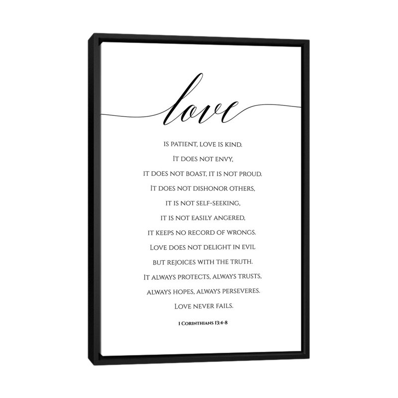« Love is patient, Love is kind », 1 Corinthiens 13:4-8 par Eden Printables-impression d’art textuel, Pas de tapis