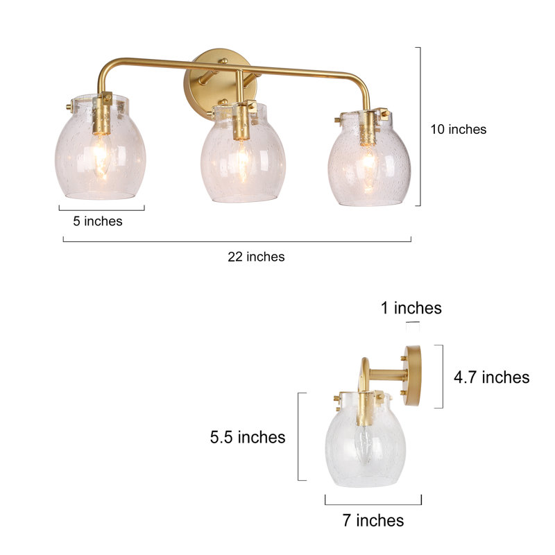 Éclairage pour meuble-lavabo à 3 lumières à intensité variable Mariellen, Laiton