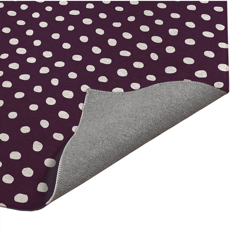 Dot Lyfe Low Profile Kitchen Mat, Rectangle 2' x 3', Eggplant Dots