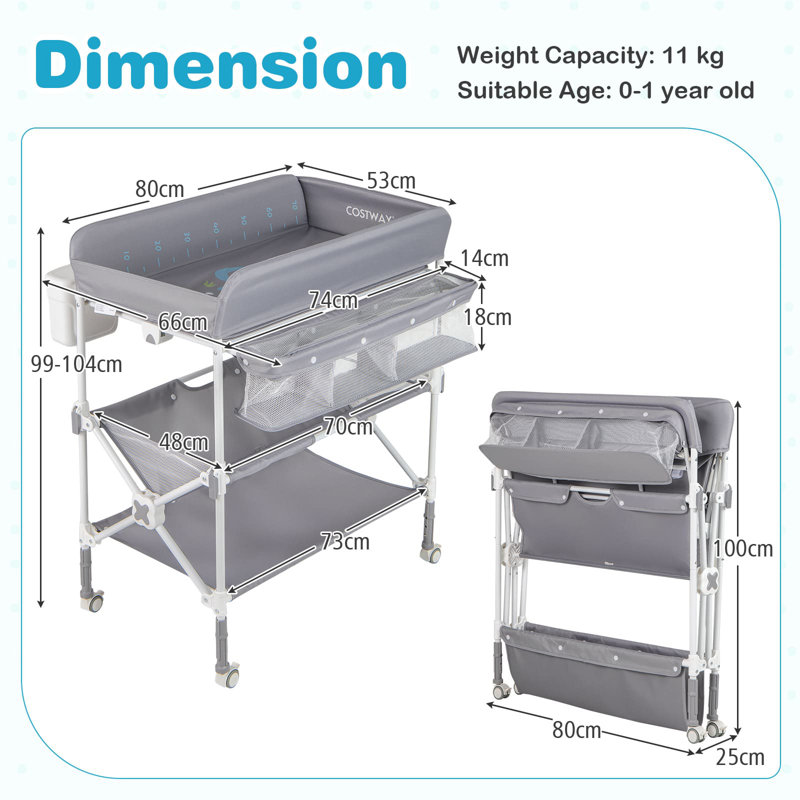 Portable Changing Table, Grey