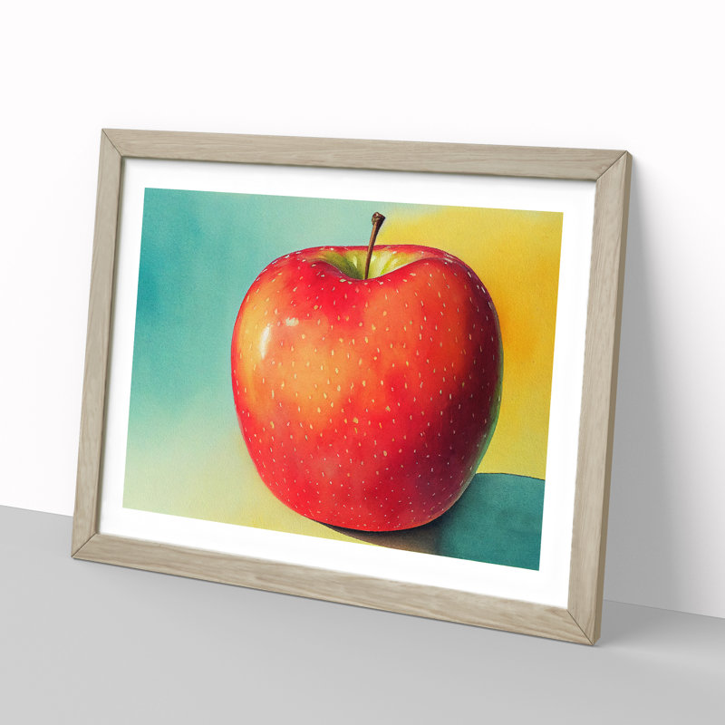Single Apple Fruit Vol.1 - Single Picture Frame Print, Oak Framed, 34cm H x 46cm W x 2cm D