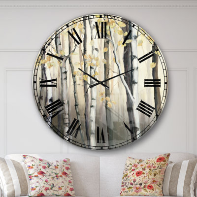 Golden Birch Forest IV - Horloge murale traditionnelle