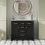 Ensemble de meuble-lavabo 36 po avec lavabo en céramique, armoire de salle de bain moderne autoportante simple avec 4 tiroirs et 2 armoires, meuble de rangement pour la salle de bain, ensemble de meuble-lavabo avec cadre en bois massif, noir-121294429