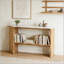 Console Whisper of Waves avec plateau en marbre blanc et placage en bois massif, tablette de rangement ouverte-1784697216