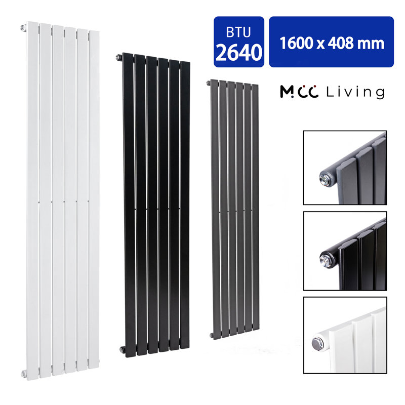 Aarvik Designer Radiator, White, 1600cm H x 408cm W