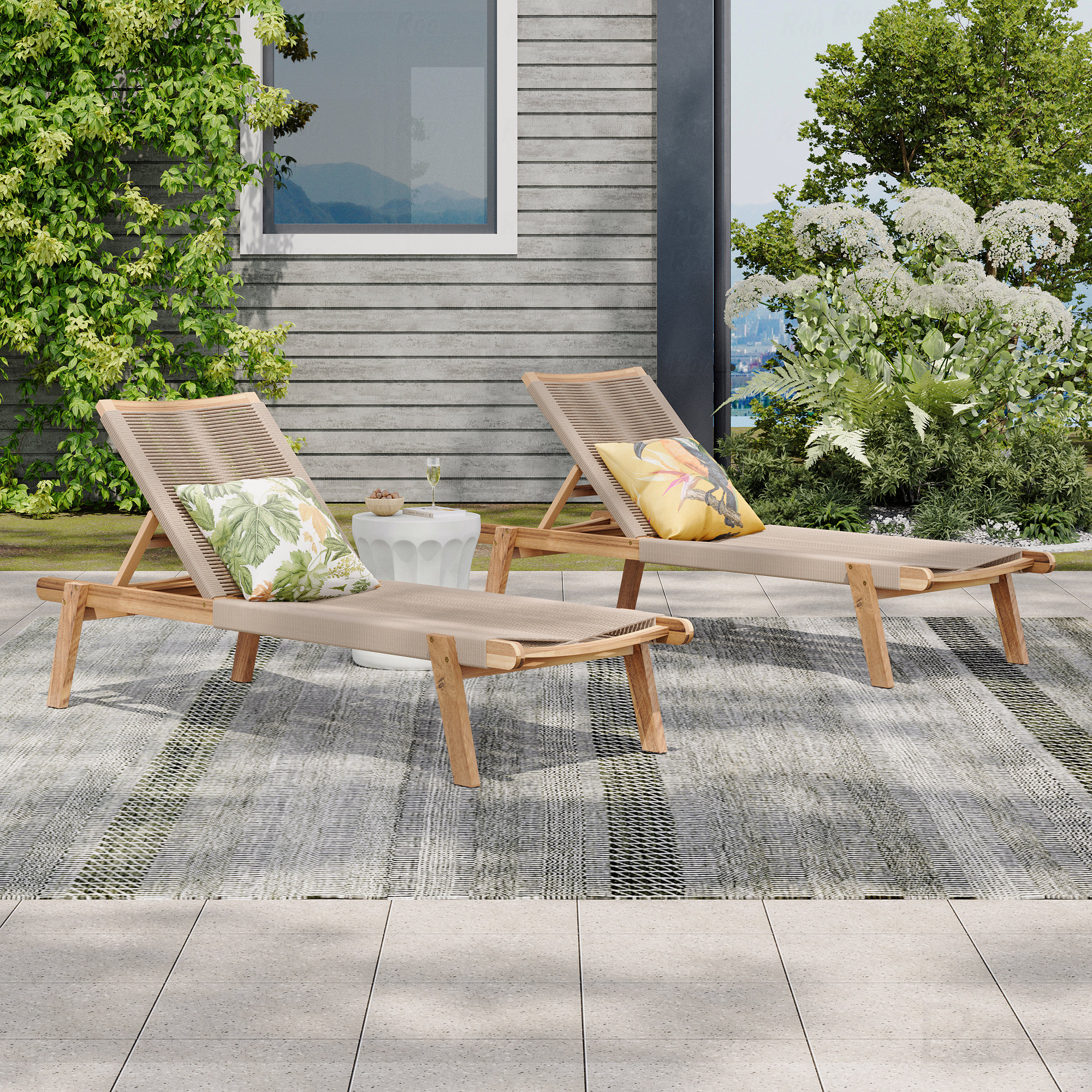 Latitude Run® Set Of 2 Outdoor Rope Chaise Lounge Chair | Wayfair