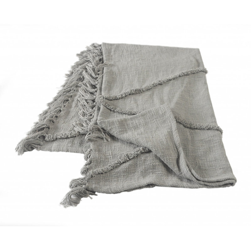 Jeté en coton tissé crème, Gris