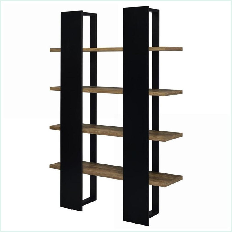 Bookcase, 4-Shelf Contemporary Black &amp; Aged Walnut | Contemporary,Modern | Primary Living Space