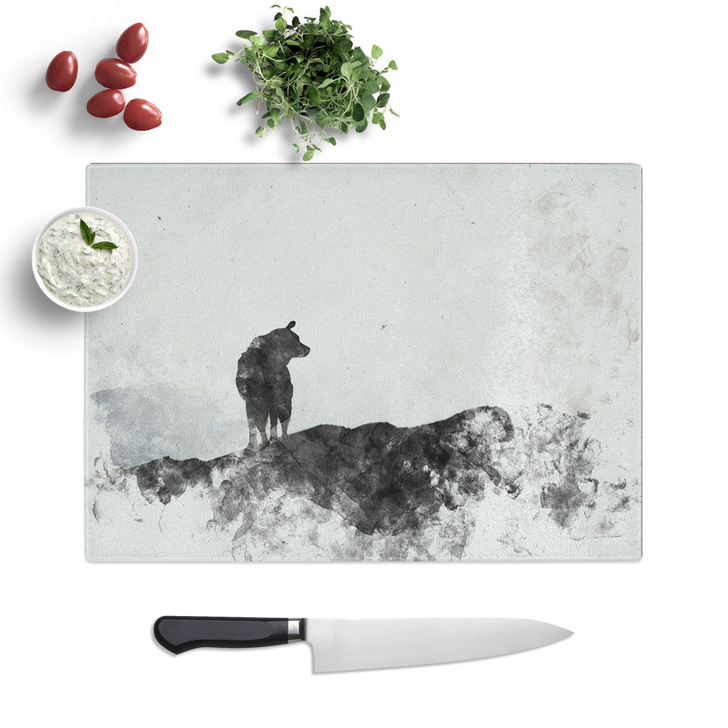 Tempered Glass Silhouette of a Wolf Chopping Board, 28.5 cm x 39 cm