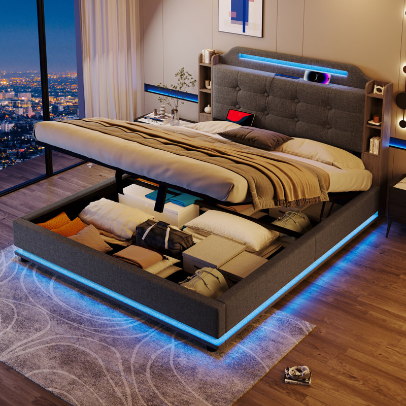 Ottoman Storage Bed, Grey