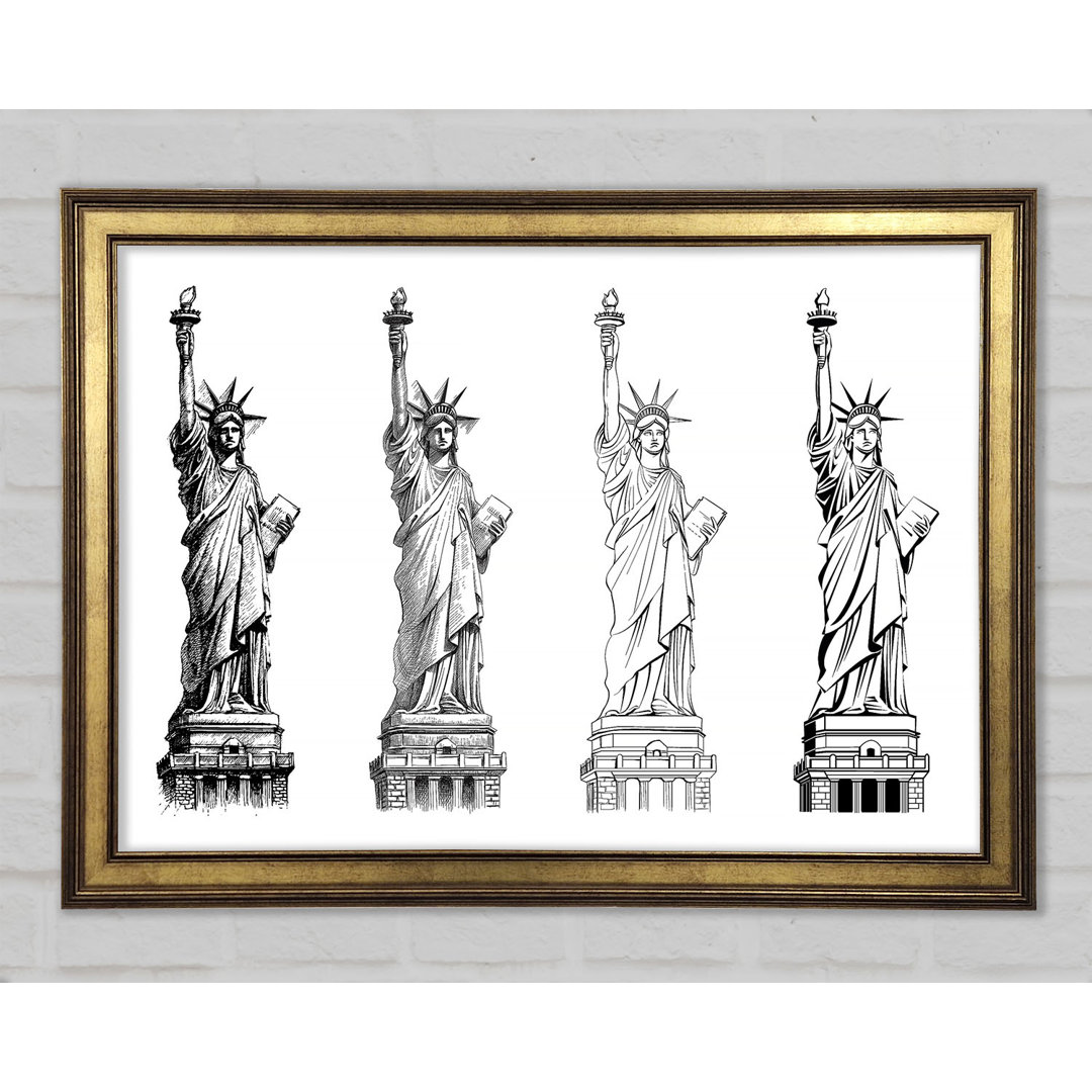 Gerahmtes Leinwandbild Statue Of Liberty Drawings