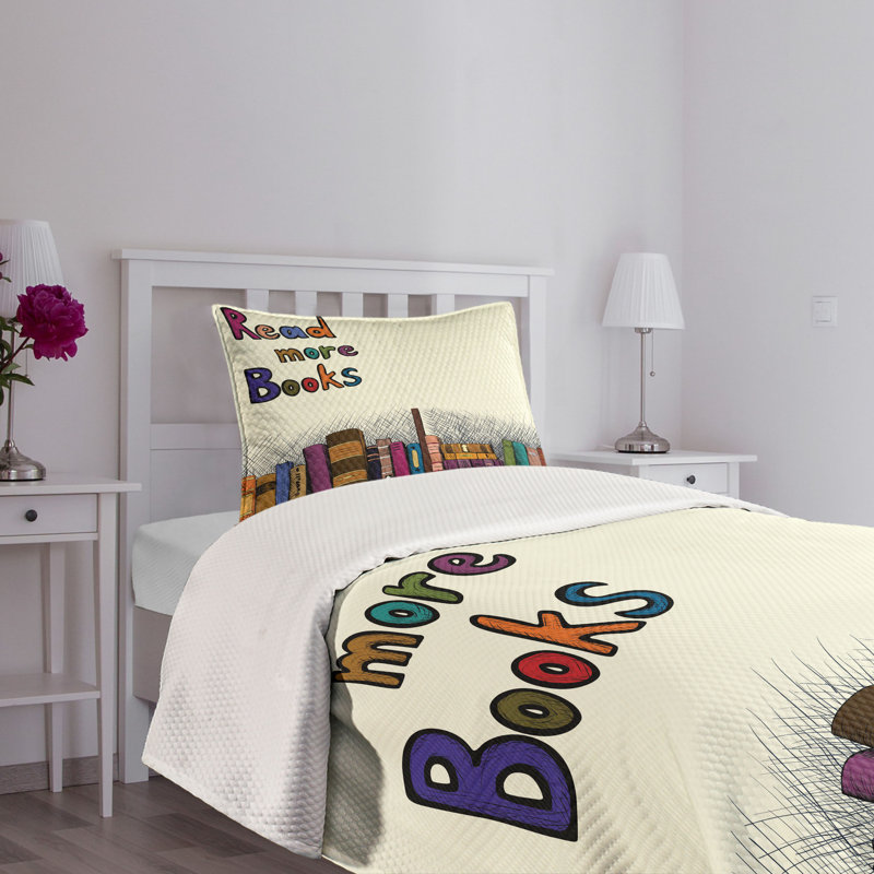White Quilted Twin Bedspread Set with Pillow Sham