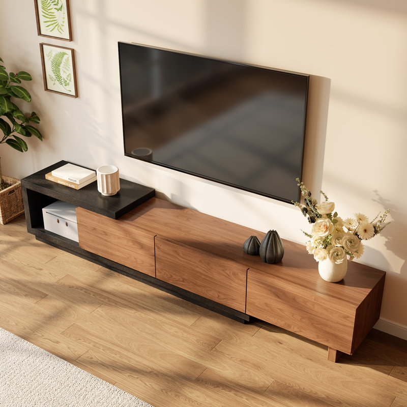 Meuble télé avec tiroirs de rangement Modern 78,74 "-103" Modern , Black/Walnut