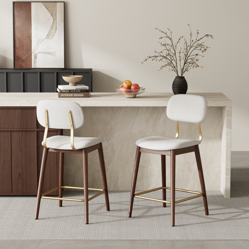 Ensemble de tabourets de bar à hauteur de comptoir, tabouret de comptoir rembourré avec structure en bois massif, Tissu, 2