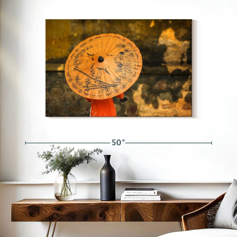 Kerner Vietnamese Orange Umbrella, 26" H x 39" W