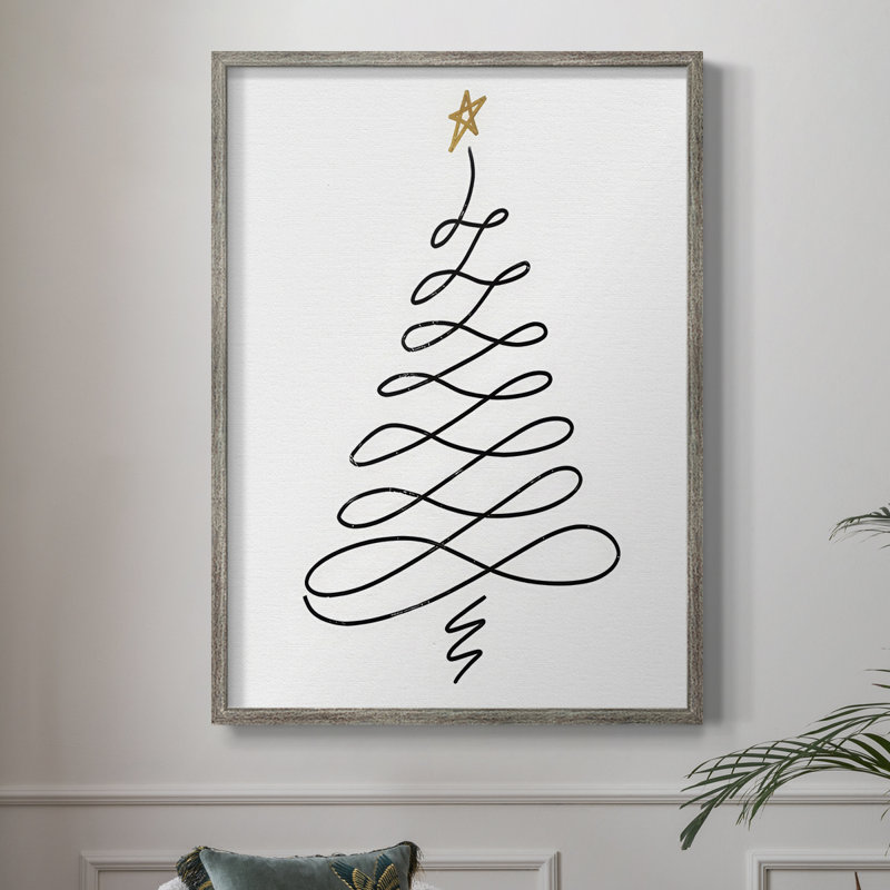 Arbre de Noël III, reproduction encadrée - bois massif, H 21 po x l 17 po