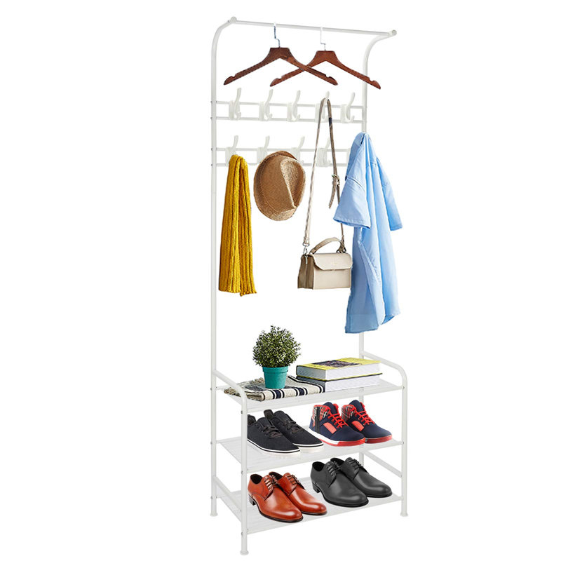 Jordann Freestanding 16 - Hook Coat Rack, White