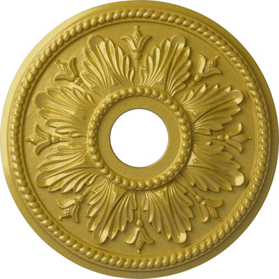 Médaillon de plafond Endurathane Edinburgh, DE 18 1/8 po x P 3 1/2 po x P 2 3/4 po (convient aux auvents jusqu'à 5 1/8 po), finition or riche peinte à la main