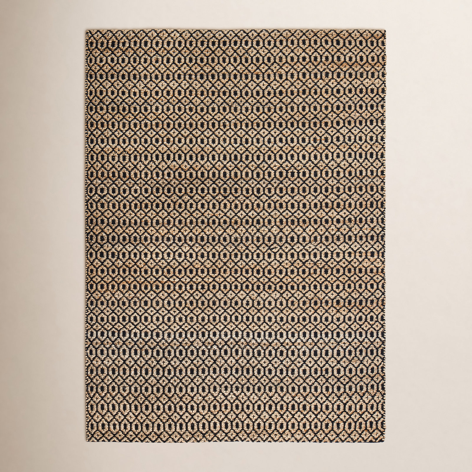 Archbold Black Tan Flatweave Geometric Cotton Rug, Rectangle 4' x 6'