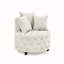 Luxueux fauteuil pivotant rembourré en velours avec capitonnage à boutons et roues mobiles, comprenant 3 coussins pour un confort et un style ultimes-631698587