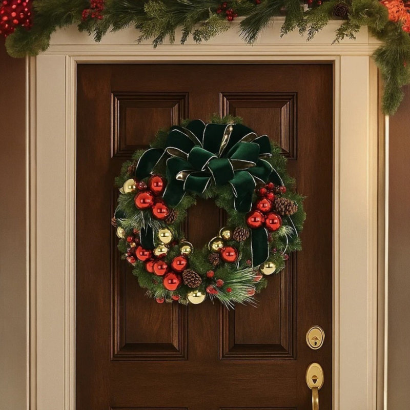 26'' Holiday Wreath with Ornaments, Berries and Pinecones