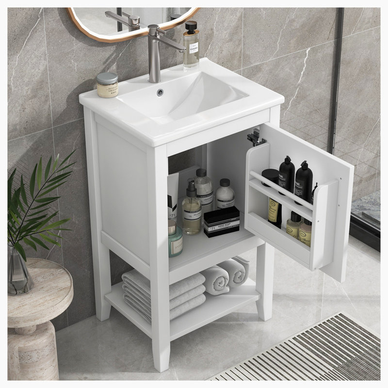 Meuble-lavabo simple 20 po avec plateau Skyanne, Blanc