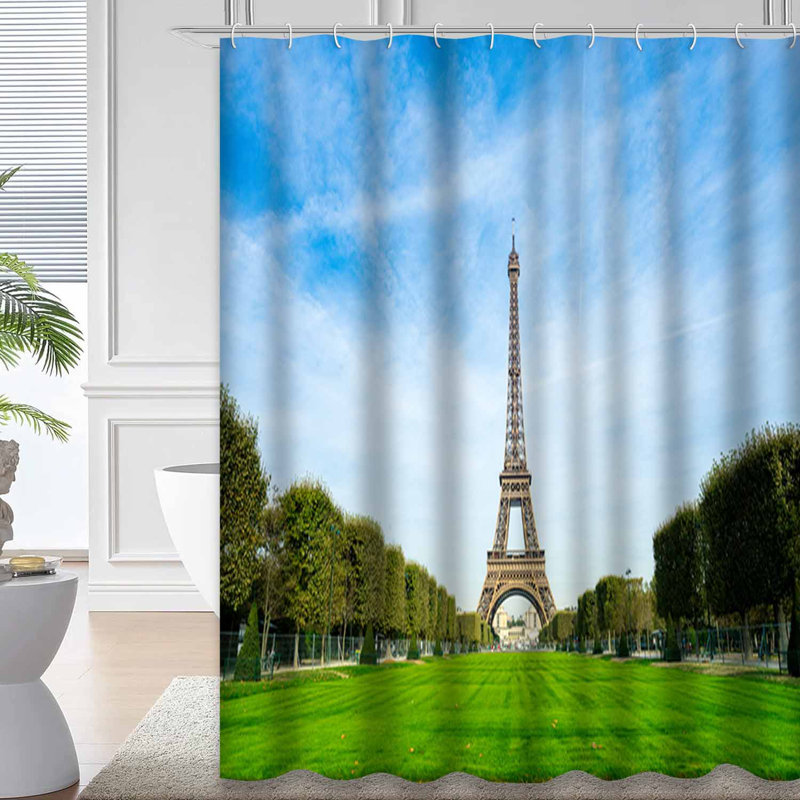 Rideau de douche avec 12 crochets Tour Eiffel Paris France, L 72 po x l 84 po