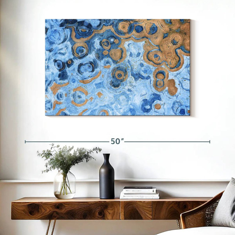 Avery abstrait mer bleue, H 26 po x l 39 po