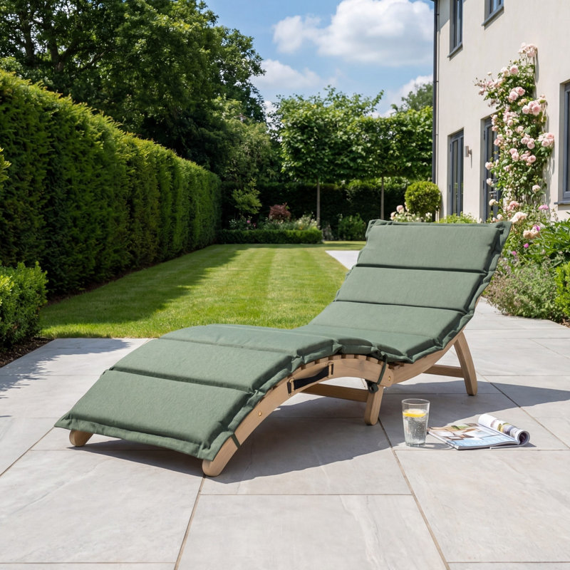 168cm Long Acacia Single Chaise, Green