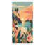 Serviette florale 1pc, plage tropicale, paysage hawaïen vibrant, idéale pour la piscine, les voyages, le camping, la douche
