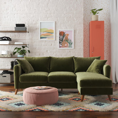 Canapé et méridienne réversible en velours de 83,5 po Magnolia