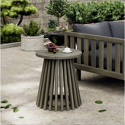 Table d'appoint d'extérieur en bois d'acacia pour le patio, table basse ronde pour la cour arrière, pelouse et balcon