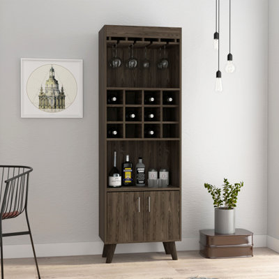 Armoire de bar Oslo, support à vin intégré à douze portes, armoire à deux portes, deux tablettes