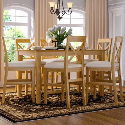 Adelline Rubberwood Solid Wood Dining Set