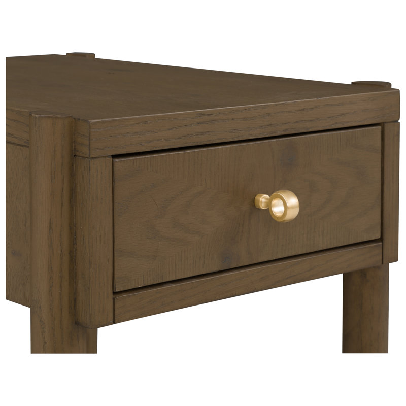 One Drawer Rectangle Drink Table, Caramel