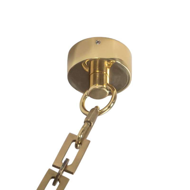 Mineral 5-Light Brass dimmable LED Chandelier, Opal Glass, Brass