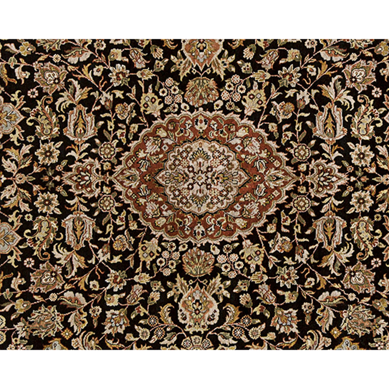 High-Quality Hand-Knotted Black And Wine Area Rug