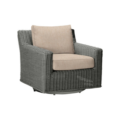 Rustic Swivel Patio Chair with Cushions
