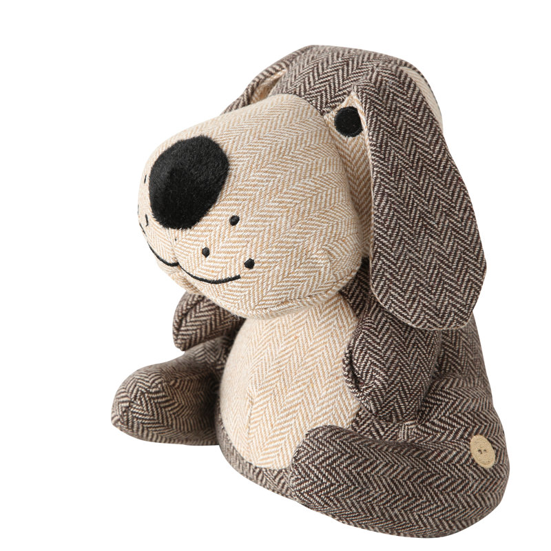 Brown and Tan Tweed Fabric Puppy Dog Door Stop