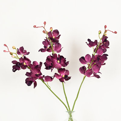 22" Artificial Berry Moth Orchid Floral Arrangement In Glass Vase, Farmhouse Branch Long Stem Floral Bulk Bouquet For Wedding Party Home Office Table Centerpiece Shelf Decorations