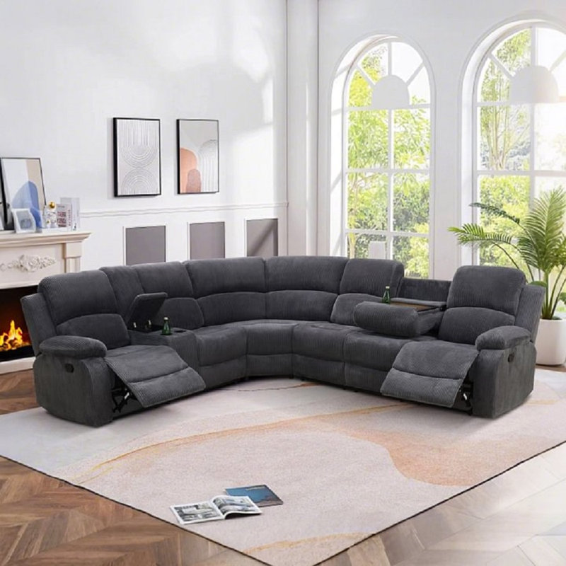 Ensemble de conversation modulaire inclinable 3 pièces avec console de rangement et porte-gobelets 199 po (ensemble de 3)