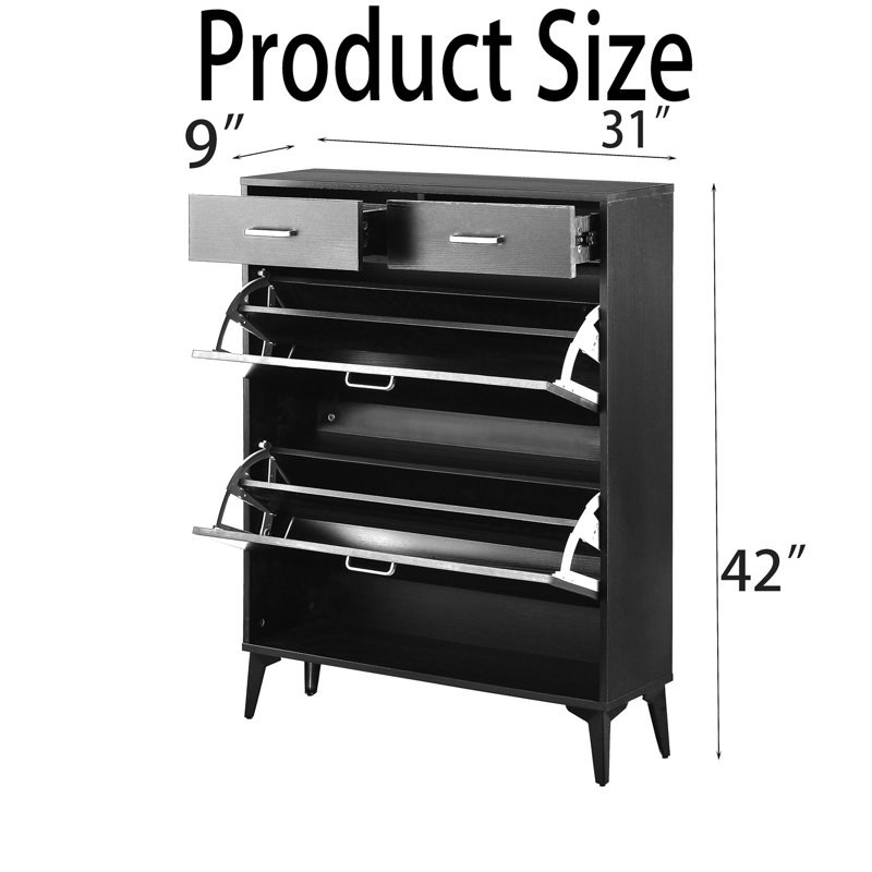 Armoire de rangement pour huit paires de chaussures, Noir