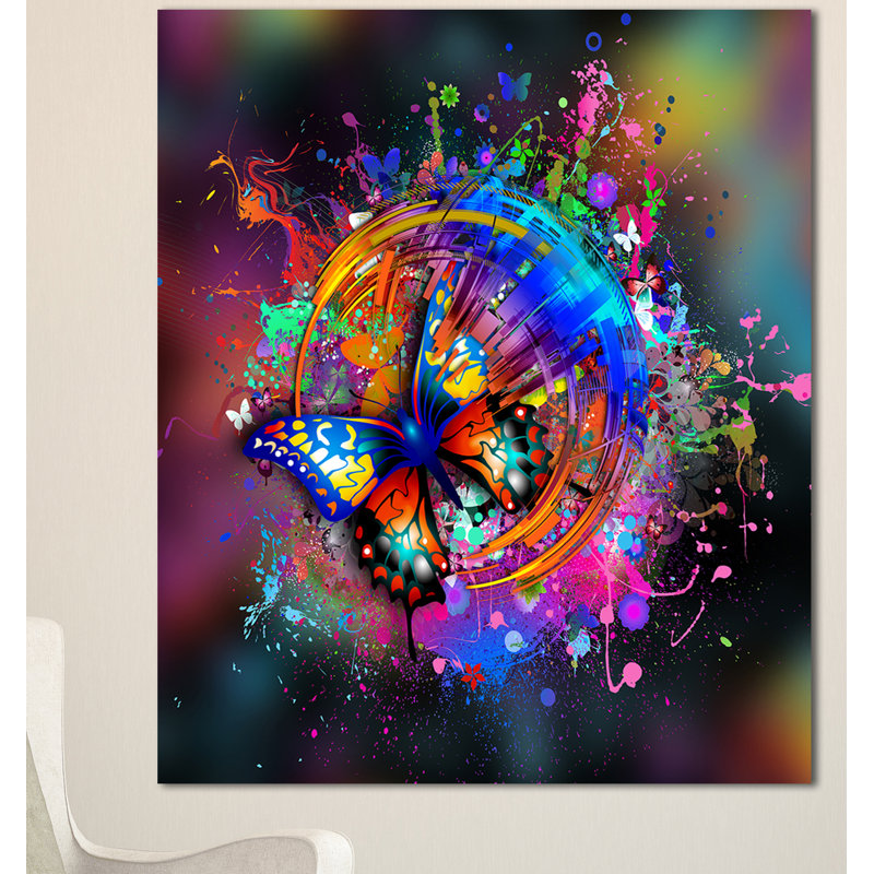 Colorful Abstract Butterfly Canvas Wall Art 32" x 16"