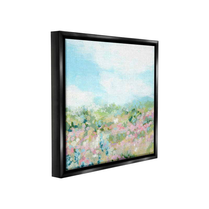 «Pink Speckled Meadow Floater Frame» par June Erica Vess sur, Cadre flottant noir de jais, H 25 po x l 25 po