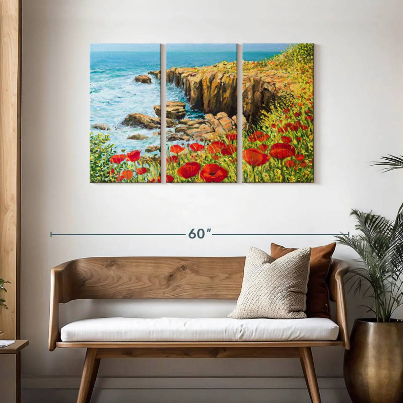 Gillard Seascape Poppies, peinture, H 28 po x l 45 po